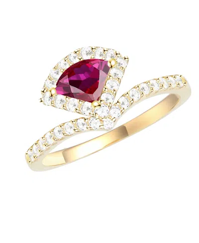 Macy's Lab-grown Ruby (5/8 Ct. T.w.) And Lab-grown White Sapphire (3/8 Ct. T.w.) Ring In 14k Gold Over Ster