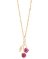 Macy's Lab-grown Ruby (5/8 Ct. T.w.) Leaf Pendant On 18" Rope Chain In 10k Yellow Gold In Ruby