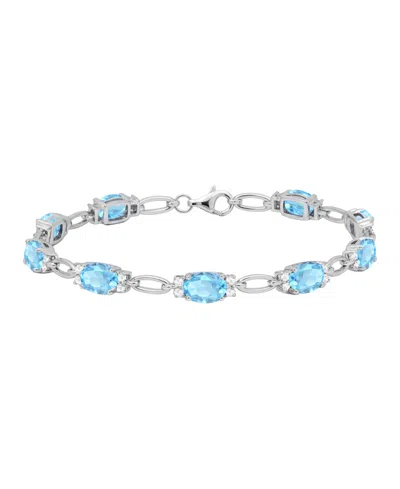 Macy's Lab Grown Ruby (8-3/4 Ct. T.w.) & Lab Grown White Sapphire (3/4 Ct. T.w.) Bracelet In Sterling Silve In Metallic