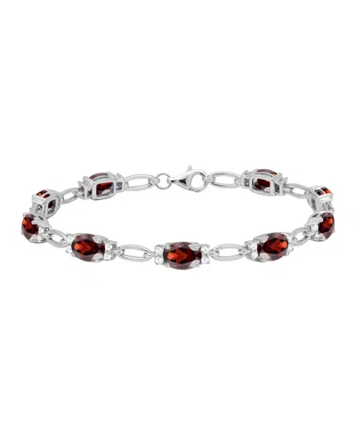 Macy's Lab Grown Ruby (8-3/4 Ct. T.w.) & Lab Grown White Sapphire (3/4 Ct. T.w.) Bracelet In Sterling Silve In Metallic