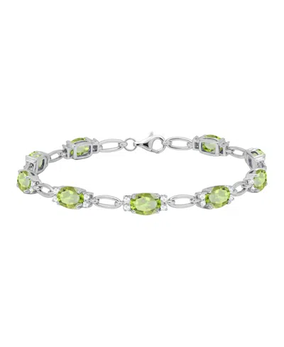 Macy's Lab Grown Ruby (8-3/4 Ct. T.w.) & Lab Grown White Sapphire (3/4 Ct. T.w.) Bracelet In Sterling Silve In Green