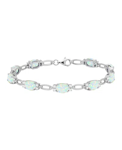 Macy's Lab Grown Ruby (8-3/4 Ct. T.w.) & Lab Grown White Sapphire (3/4 Ct. T.w.) Bracelet In Sterling Silve In Metallic