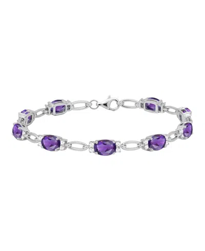Macy's Lab Grown Ruby (8-3/4 Ct. T.w.) & Lab Grown White Sapphire (3/4 Ct. T.w.) Bracelet In Sterling Silve In Purple