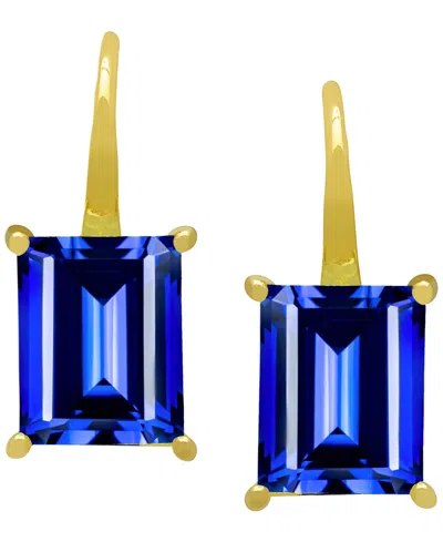 Macy's Lab Grown Ruby (8.6 Ct. T.w.) Drop Earrings In 14k Gold-plated Silver (also Available In White & Blu