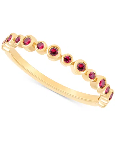 Macy's Lab-grown Ruby Bezel Ring (1/4 Ct. T.w.) In 14k Gold-plated Sterling Silver