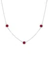 Macy's Lab Grown Ruby Bezel Station 18" Collar Necklace (1 Ct. T.w.) In Sterling Silver