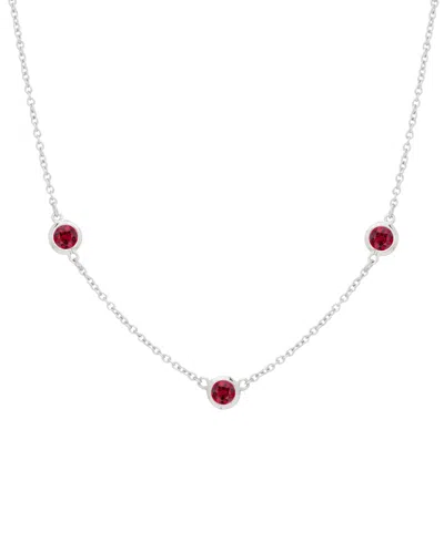 Macy's Lab Grown Ruby Bezel Station 18" Collar Necklace (1 Ct. T.w.) In Sterling Silver In Red