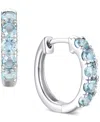 Macy's Lab Grown Ruby Five Stone Small Hoop Earrings (5/8 Ct. T.w.) In 10k Gold, 0.5" (also Available In Ci In Aquamarine