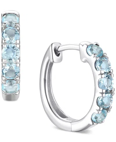 Macy's Lab Grown Ruby Five Stone Small Hoop Earrings (5/8 Ct. T.w.) In 10k Gold, 0.5" (also Available In Ci In Aquamarine
