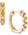Macy's Lab Grown Ruby Five Stone Small Hoop Earrings (5/8 Ct. T.w.) In 10k Gold, 0.5" (also Available In Ci In Citrine