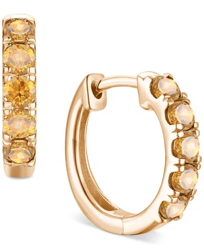 Macy's Lab Grown Ruby Five Stone Small Hoop Earrings (5/8 Ct. T.w.) In 10k Gold, 0.5" (also Available In Ci In Citrine