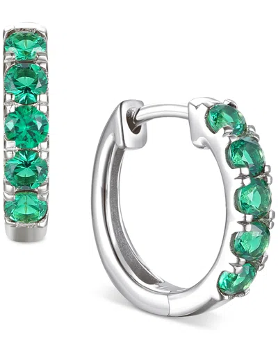 Macy's Lab Grown Ruby Five Stone Small Hoop Earrings (5/8 Ct. T.w.) In 10k Gold, 0.5" (also Available In Ci In Emerald