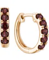 Macy's Lab Grown Ruby Five Stone Small Hoop Earrings (5/8 Ct. T.w.) In 10k Gold, 0.5" (also Available In Ci In Garnet