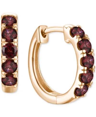 Macy's Lab Grown Ruby Five Stone Small Hoop Earrings (5/8 Ct. T.w.) In 10k Gold, 0.5" (also Available In Ci In Garnet