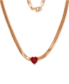 Macy's Lab Grown Ruby Herringbone Link 18" Collar Necklace (1-5/8 Ct. T.w.) In 14k Rose Gold-plated Sterlin In Ruby