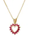 Macy's Lab Grown Ruby Open Heart Pendant Necklace (3/4 Ct. T.w.) In 14k Gold-plated Sterling Silver In Ruby