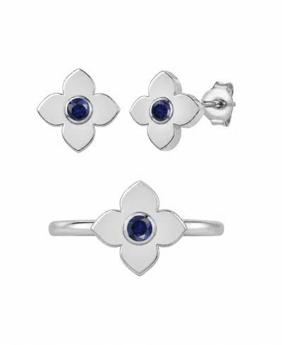 Macy's Lab Grown Ruby Ring And Stud Earring (1/5 Ct. T.w.) In 14k Gold Over Sterling Silver, 2-piece Set In Metallic