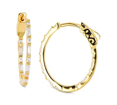 Macy's Lab-grown Ruby Small Hoop Earrings In Sterling Silver, 0.79" (also In Cubic Zirconia) In Yellow