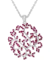 Macy's Lab-grown Ruby Vine-inspired 18" Pendant Necklace (7/8 Ct. T.w.) In Sterling Silver In Ruby