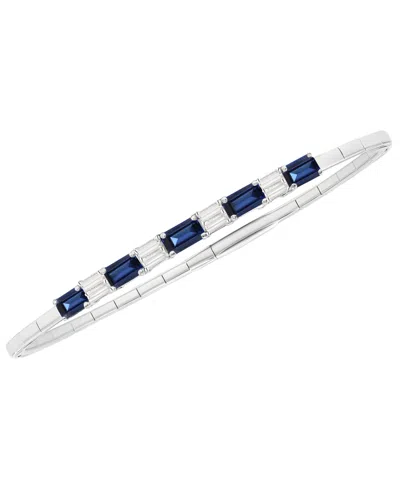 Macy's Lab-grown Sapphire (1-1/2 Ct. T.w.) And Lab-grown White Sapphire (1/3 Ct. T.w.) Bangle In Sterling S In Silver