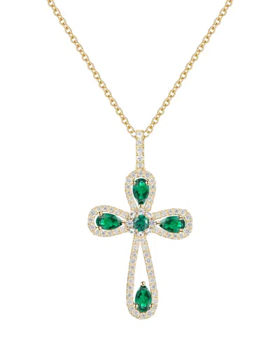 Macy's Lab Grown Sapphire (1-1/2 Ct. T.w.) Pendant Necklace In Sterling Silver (also Available In Ruby And  In Gold