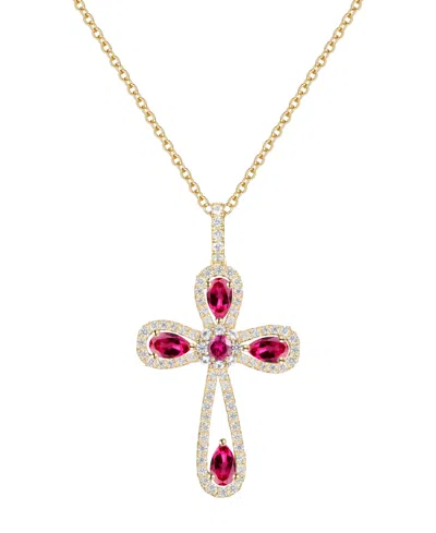 Macy's Lab Grown Sapphire (1-1/2 Ct. T.w.) Pendant Necklace In Sterling Silver (also Available In Ruby And  In Gold