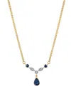 Macy's Lab Grown Sapphire (1-1/3 Ct. T.w.) & Diamond Accent Pear Drop Fancy 18" Pendant Necklace In 14k Gol In Sapphire