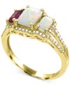 Macy's Lab Grown Sapphire (1-1/3 Ct. T.w) And Lab Grown White Sapphire (1/8 Ct. T.w) Ring In Sterling Silve In Gold