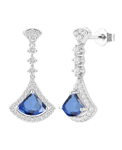 Macy's Lab-grown Sapphire (1-1/4 Ct. T.w.) And Lab-grown White Sapphire (1-1/2 Ct. T.w.) Drop Earrings In S In Metallic