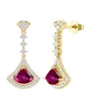 Macy's Lab-grown Ruby (1-1/4 Ct. T.w.) And Lab-grown White Sapphire (1/2 Ct. T.w.) Drop Earrings In 14k Gol In Gold