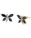 Macy's Lab Grown Sapphire (1-3/8 Ct. T.w.) & Diamond Accent Butterfly Stud Earrings In Sapphire