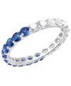 Macy's Lab-grown Sapphire (1 Ct. T.w.) And Lab-grown White Sapphire (1 Ct. T.w.) Band Ring In Sterling Silv In Metallic