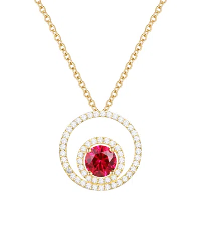 Macy's Lab-grown Sapphire (1 Ct. T.w.) & White Sapphire (1/3 Ct. T.w.) Pendant Necklace In 14k Gold Over St