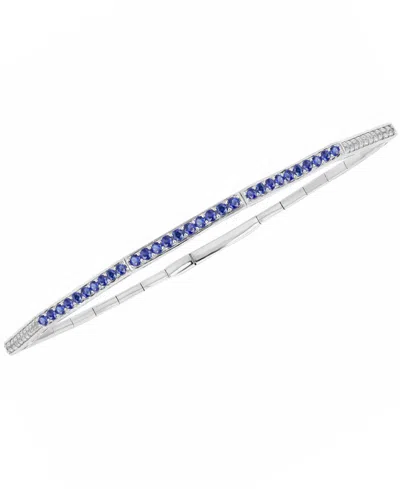 Macy's Lab-grown Sapphire (1/2 Ct. T.w.) And Lab-grown White Sapphire (1/3 Ct. T.w.) Bangle In Sterling Sil In Blue