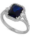 Macy's Lab-grown Sapphire (3 Ct. T.w.) And White Sapphire (3/8 Ct. T.w.) Ring In Sterling Silver In Sapphire