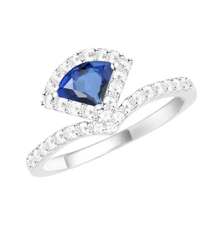 Macy's Lab-grown Sapphire (5/8 Ct. T.w.) And Lab-grown White Sapphire (3/8 Ct. T.w.) Ring In Sterling Silve In Metallic