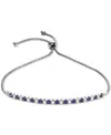 Macy's Lab-grown Sapphire (5/8 Ct. T.w) & White Sapphire (5/8 Ct. T.w.) Bolo Bracelet In Sterling Silver (a