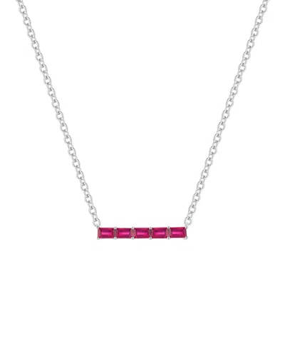 Macy's Lab-grown Sapphire (5/8 Ct. T.w.) Necklace In Sterling Silver (also In Multi-stone) In Metallic