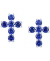 Macy's Lab Grown Sapphire Cross Stud Earrings (1 Ct. T.w.) In 10k White Gold (also In Lab Grow Ruby, Lab Gr In Sapphire
