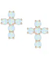 Macy's Lab Grown Sapphire Cross Stud Earrings (1 Ct. T.w.) In 10k White Gold (also In Lab Grow Ruby, Lab Gr In Opal