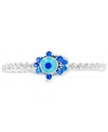 Macy's Lab-grown Spinel (1/10 Ct. T.w.) & Enamel Evil Eye Ring In Silver
