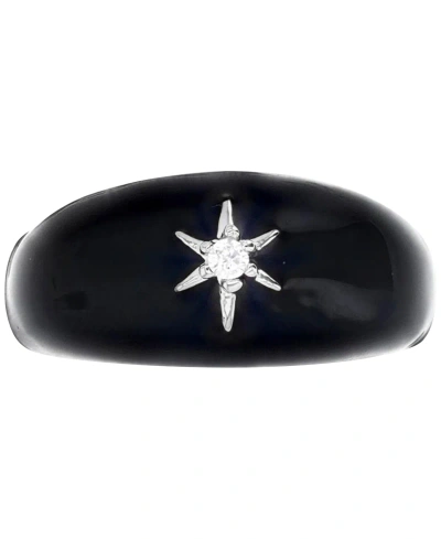 Macy's Lab-grown White Sapphire (1/20 Ct. Tw.) & Enamel Star Ring In Sterling Silver (also In Black Spinel)