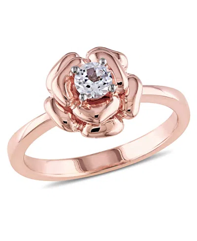 Macy's Lab-grown White Sapphire (1/3 Ct. T.w.) Floral Ring In 18k Rose Gold Over Sterling Silver