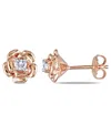 Macy's Lab Grown White Sapphire (1/3 Ct. T.w.) Flower Stud Earrings In 18k Rose Gold Over Silver In White Sapphire