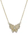Macy's Lab-grown White Sapphire 18" Butterfly Pendant Necklace (3/4 Ct. T.w.) In 14k Gold-plated Sterling S In White Sapphire