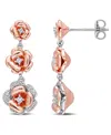 Macy's Lab Grown White Sapphire (1/8 Ct. T.w.) And Diamond (1/10 Ct. T.w.) Graduated Floral Earrings In Two In White Sapphire