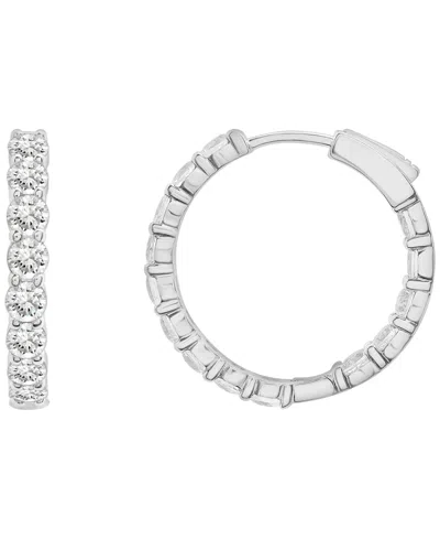 Macy's Lab-grown White Sapphire (2-1/2 Ct. T.w.) Hoop Earrings In Sterling Silver In Metallic