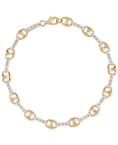 Macy's Lab-grown White Sapphire (2-1/4 Ct. T.w.) Link Bracelet In 14k Gold-plated Sterling Silver