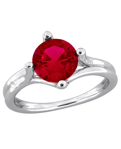 Macy's Lab Grown White Sapphire (2 Ct. T.w.) Ring In Sterling Silver (also Available In Ruby & Blue Sapphir In Red