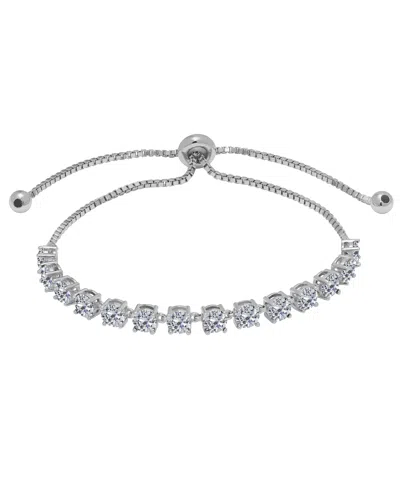 Macy's Lab Grown White Sapphire (2.38 Ct. T.w.) & Lab Grown Ruby (2.38 Ct. T.w.) Bracelet In Sterling Silve In Metallic